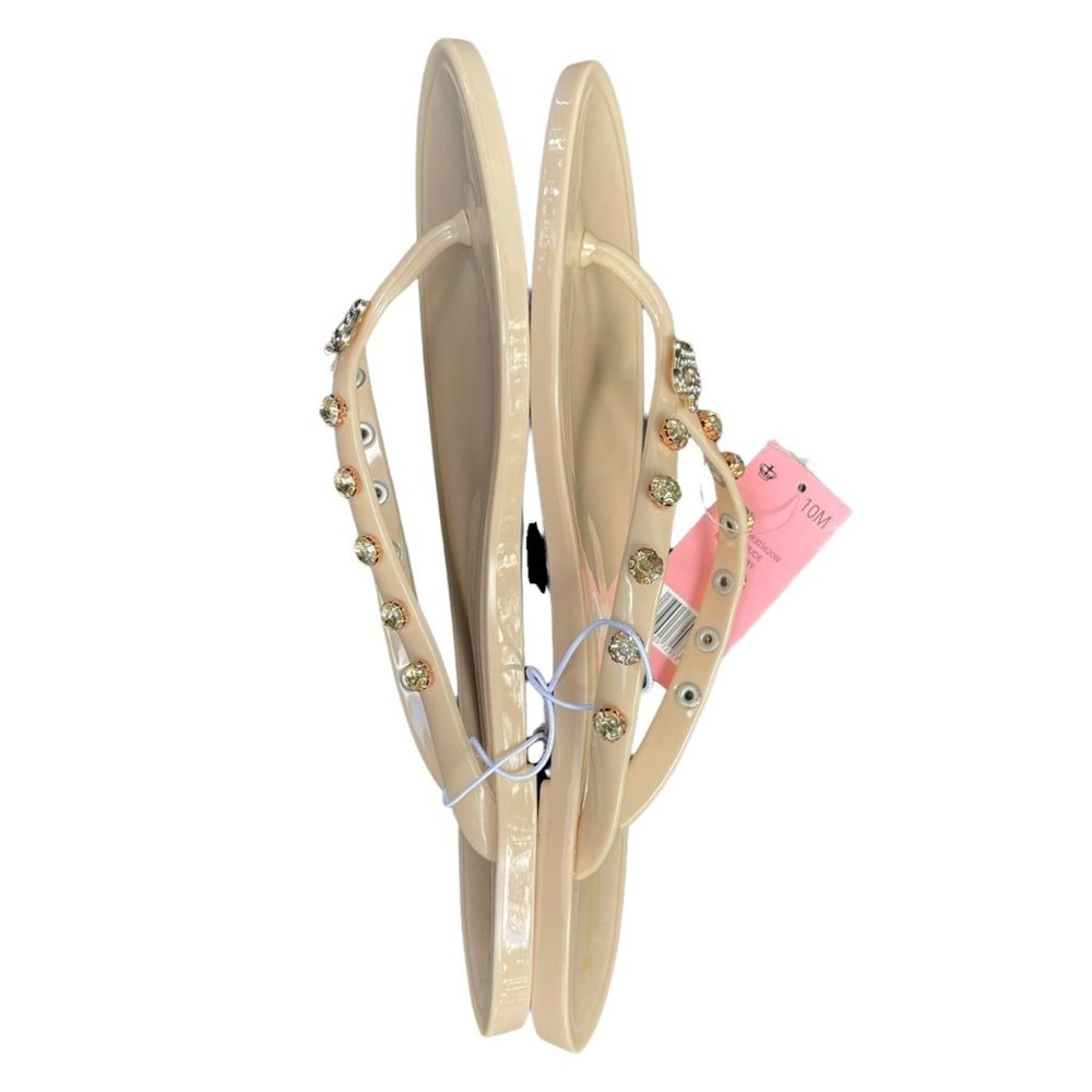 NWOT Juicy Couture Womens Sandal Size 10 Beige Flip Flop Studded Rhineston🌸 - Picture 6 of 15